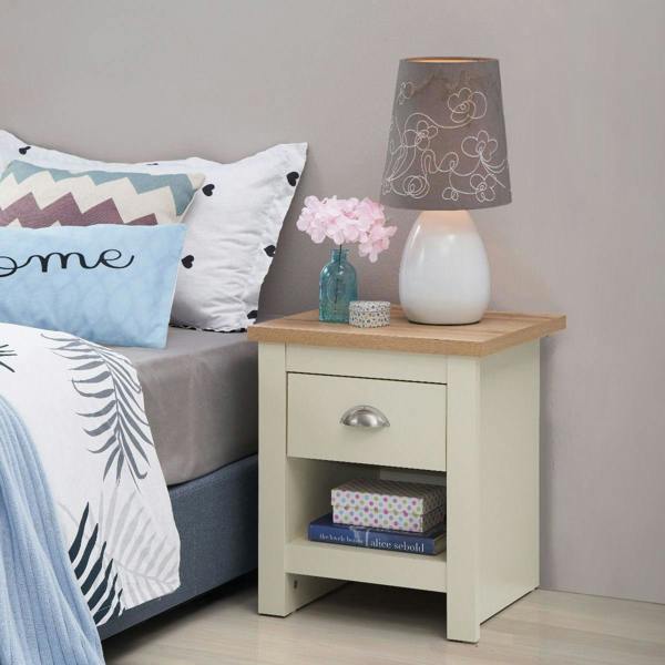 Lisbon 1 Drawer Bedside Cabinet Bedroom Furniture Nightstand Table
