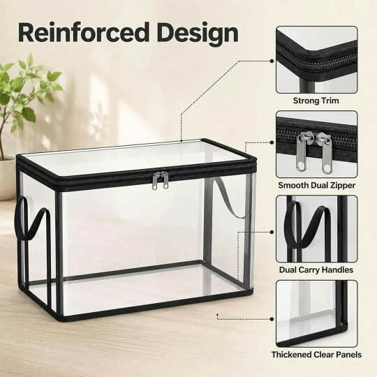 Havendro 4PCS Transparent Clear Storage Boxes Foldable Plastic Organizer with Lid Large