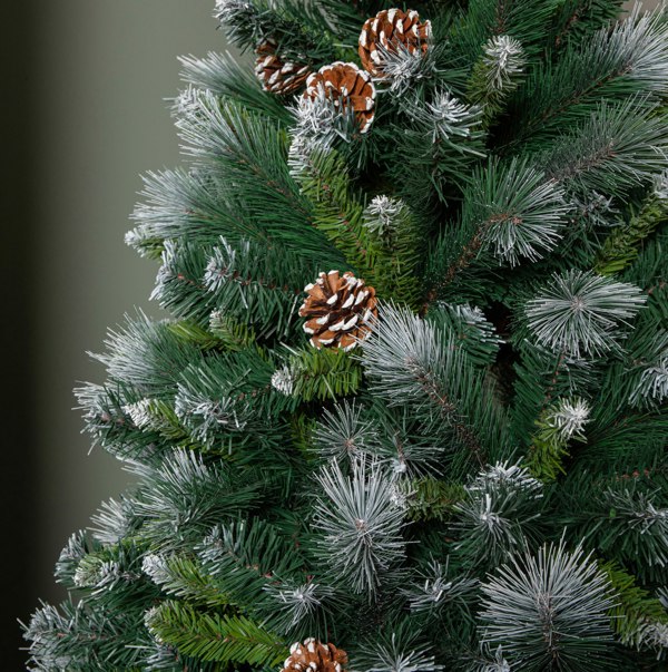 Samuel Alexander 6ft (1.8m) Frosted Glacier Pine Snow Tipped Christmas Tree with Pine Cones and 710 Tips
