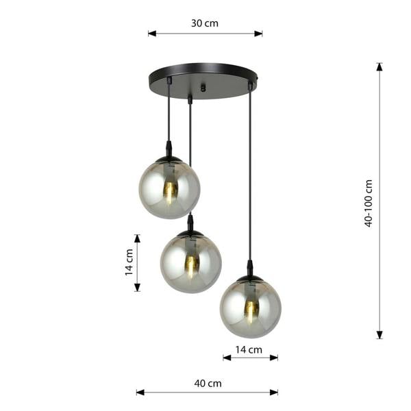 Emibig COSMO Pendant lamp  3 x E14 Black with Graphite Shade