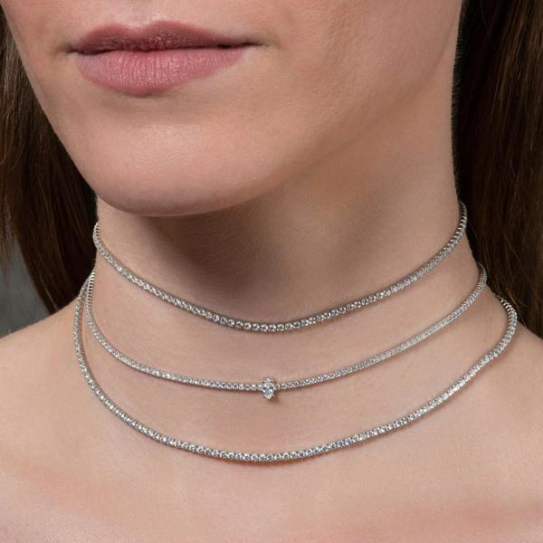 925 Sterling Silver Marquise Choker Necklace for Women with Cubic Zirconia Stones - namana.london