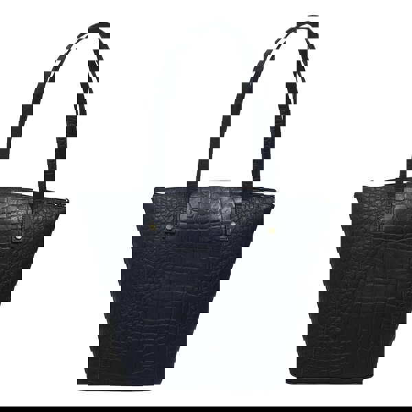 Assots London 'MELANIE' Navy Croc Real Leather Unlined Bucket Bag