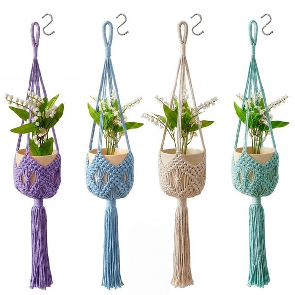 deAO Toys deAO Macrame Hanging Plant Holder Set 4-Pack Decorative Boho Home Decor