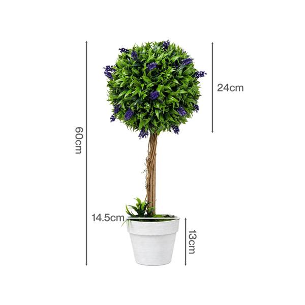 Lambu Artificial Plants Faux Lavender Topiary Set of 2 for Front Door Green