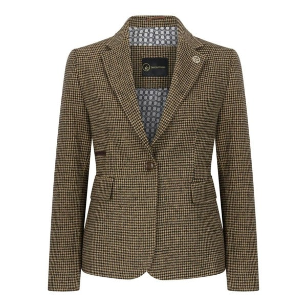 TruClothing TPW-20 - Women's Wool Blend Brown Dogtooth Tweed Blazer
