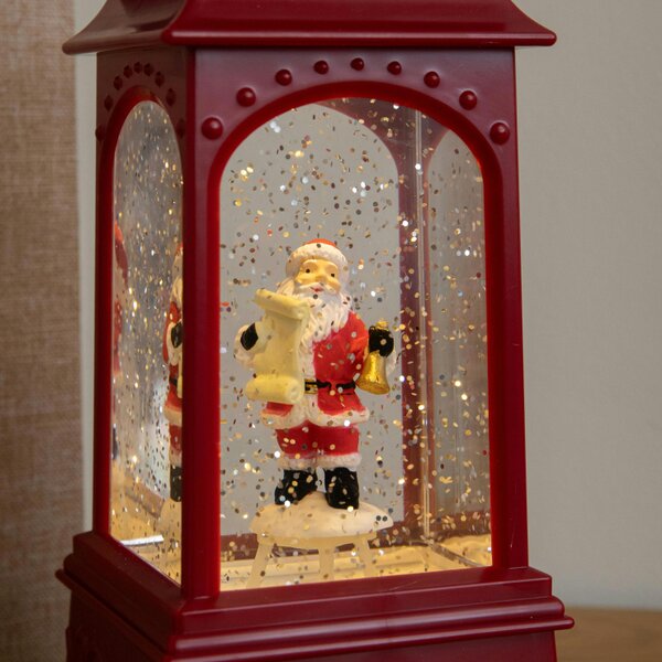 Samuel Alexander 21cm Dual Powered Red Santa Christmas Water Spinner with Warm White LEDs
