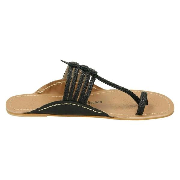 Leather Collection Ladies Leather Collection Flat Toeloop Braided Sandals F00077