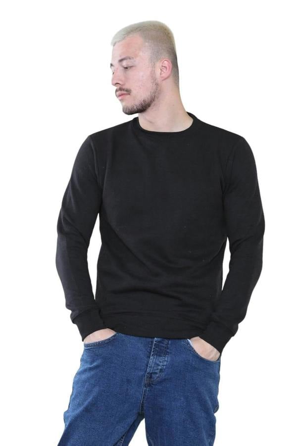 Men's Classic Black Sweatshirt - Casual Comfort and Stylish Fit - Elaina Fashion