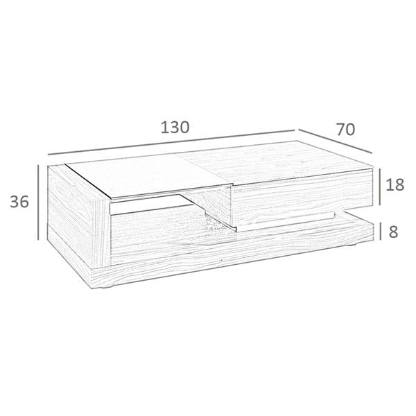 Angel Cerdá Rectangular coffee table Rectangular coffee table Black and walnut glass 2061