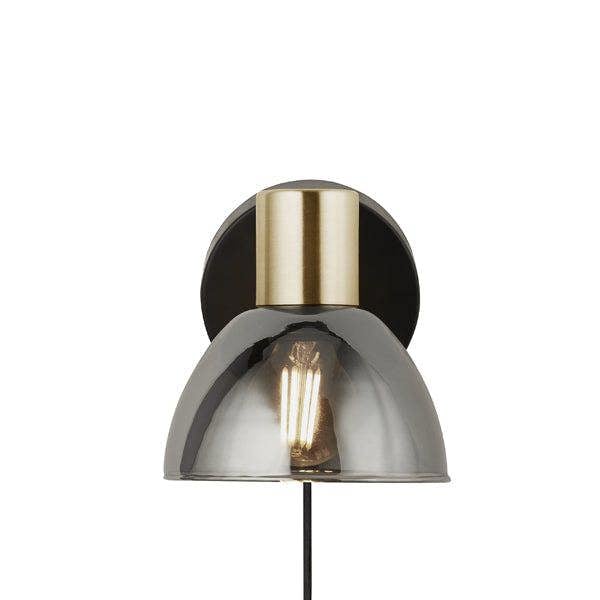 Pagazzi Lighting Elisa Plug In Smoked Glass Wall Light