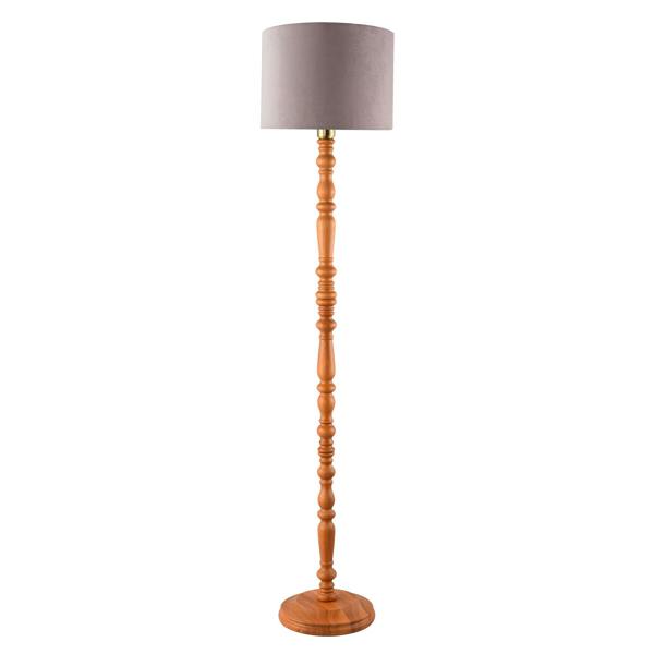 Classic Oak Wooden Standing Floor Lamp Base with Intricate Pole Design Image 4