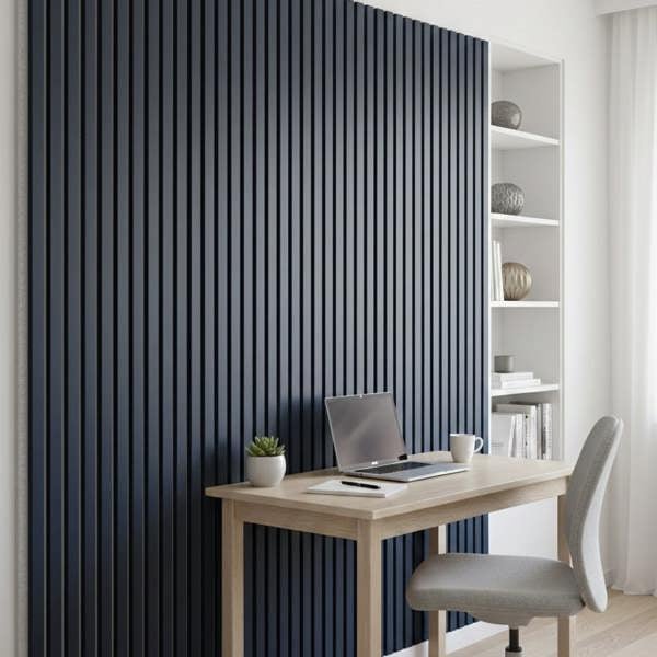 Panel Haus Colour Blue on Grey Felt Slat Wall Panel - 240cm x 32cm (2 Pack)
