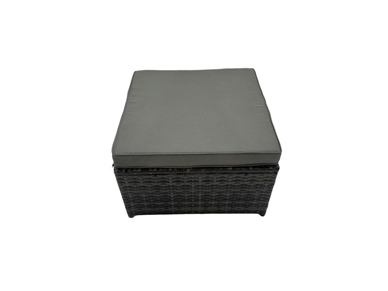 Fimous Rattan Garden Furniture Set 6 Pieces Outdoor Garden Sofa Oblong Coffee Table Set with Chair 2 Big Footstools Dark Grey Mixed