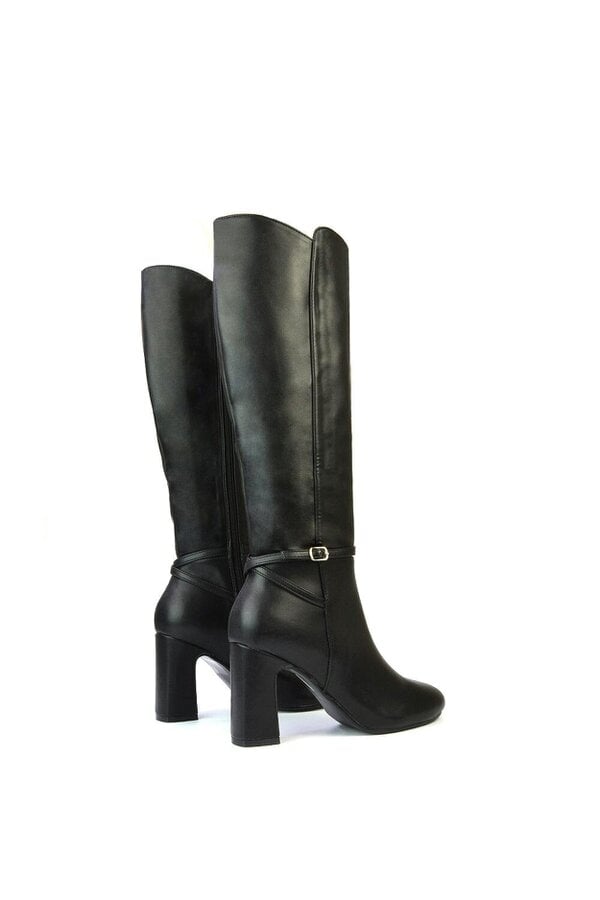 XY LONDON Knee High Boots With Block Mid Heel