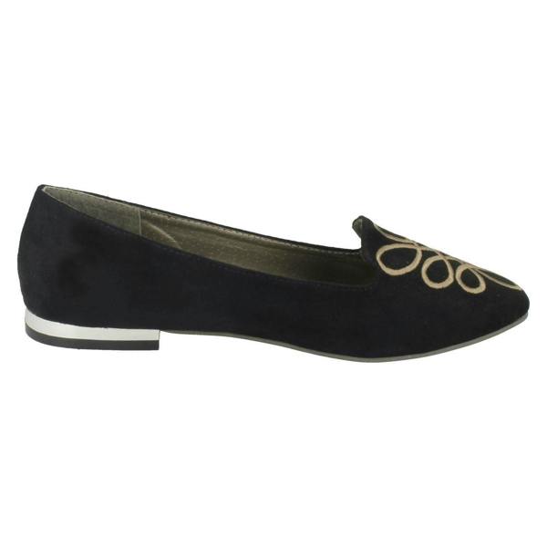Spot On Ladies Spot On Looped Vamp Stitched Ballerinas