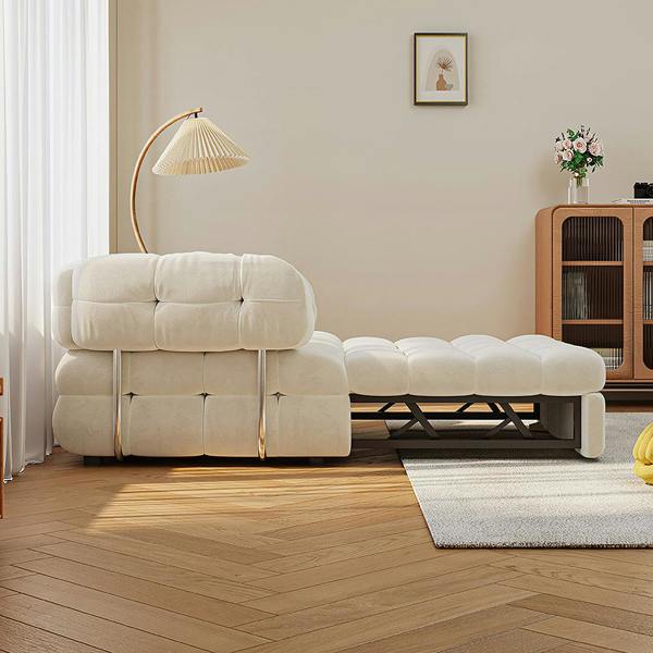 Rojas Single Sofa Bed, Armchair Sofa Bed, Cream in a lifestyle setting with sofa bed with storage