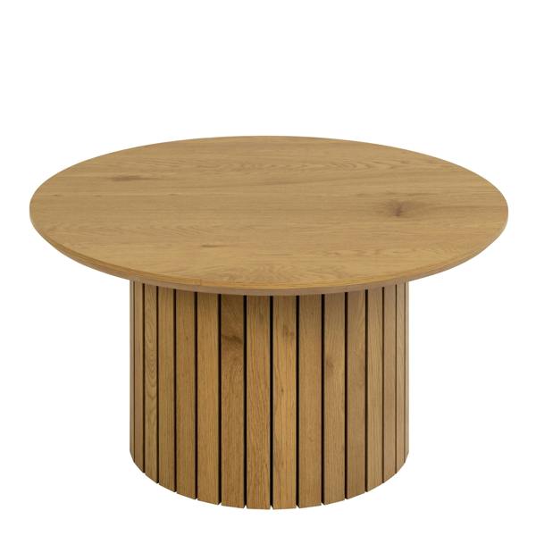 Wyld Haus Rome Round Wild Oak Effect Coffee Table with Lamella Pillar Base