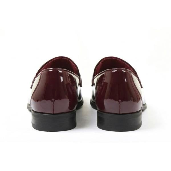 Dolcetto Men's Slip On Vegan Leather Velvet Detailed Patent Loafers