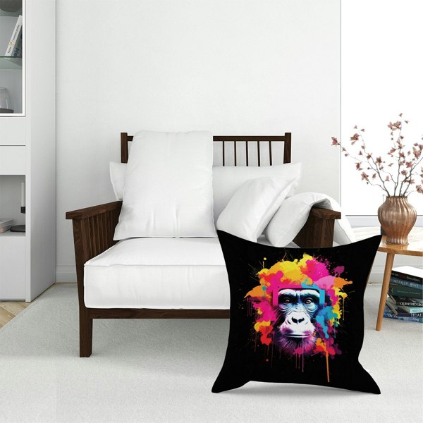 Warren Reed Multi Coloured Monkey Face Floor Cushion