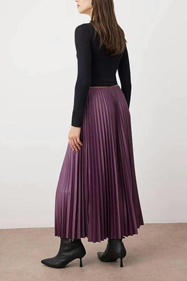 WOVCOR Pleated Maxi Stretch Knit Skirt