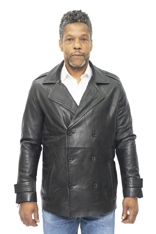 Infinity Leather Mens Leather Peacoat-Amara