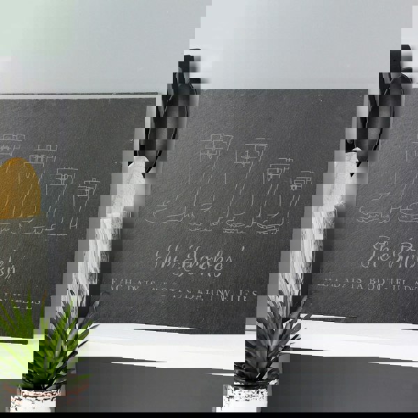 Personalised Memento Company Personalised Welly Boot Family of Four Slate