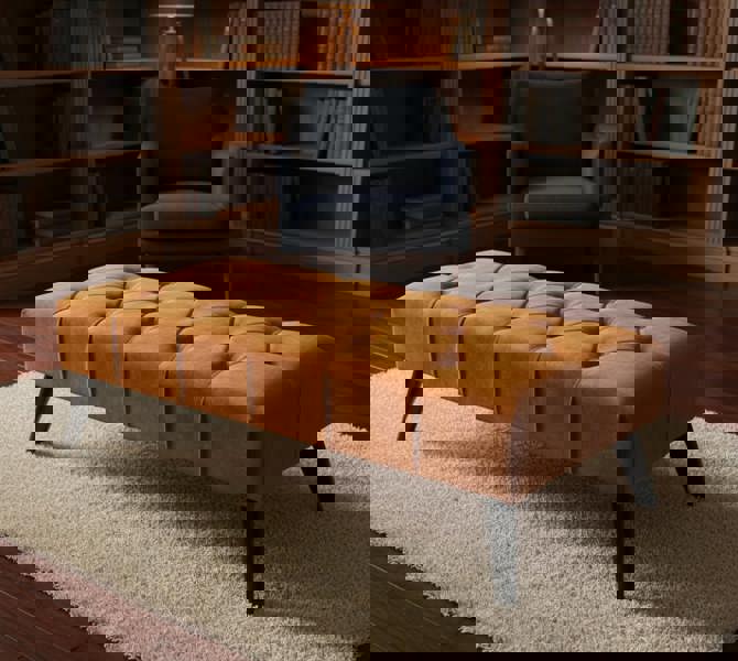 ISTOOLS Premium Burnt Orange Velvet Footstool Pouffe – Luxury UK Ottoman