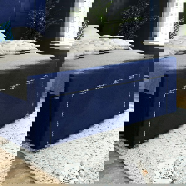 Casa Magna Lucca Upholstered Soft Velvet Bed Frame - Blue