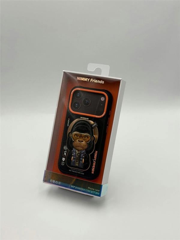 Nimmy Friends Nimmy Cool & Cute 2.0 Gorilla Case with MagSafe Stand for iPhone 17 Pro 6.3" Black Orange - N-YJKM-CXZJZH-IP17-PRO-016