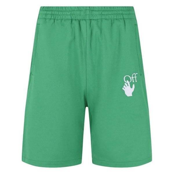 Off-White Hands Off Logo Skate Fit Green Track Sweat Shorts XS