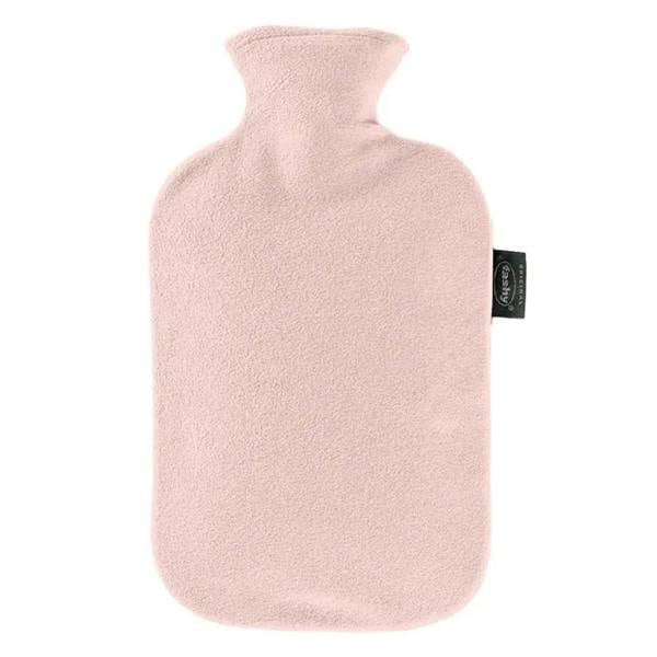 Pink Fashy 2L hot water bottle with plush fleece cover