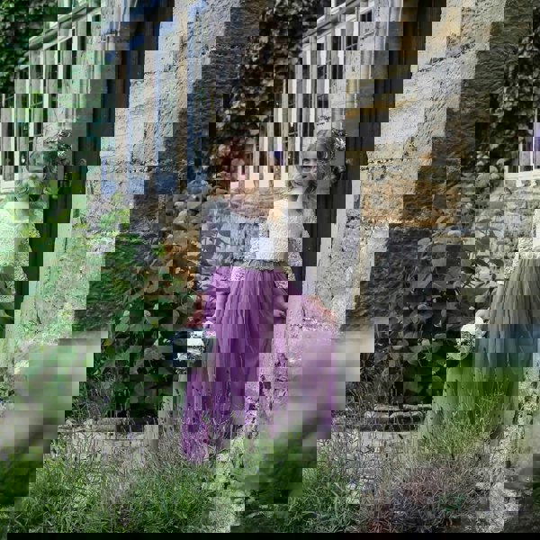 UK Flower Girl Boutique Bohemian Classic Long Sleeve Dress - Heather