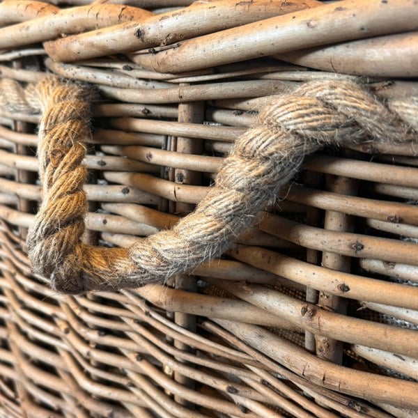 Square Hessian Lined Wheeled Log Basket