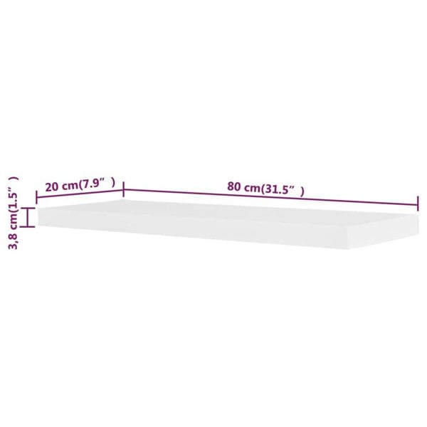 Berkfield 2 White MDF Floating Wall Display Shelves Book/DVD Storage