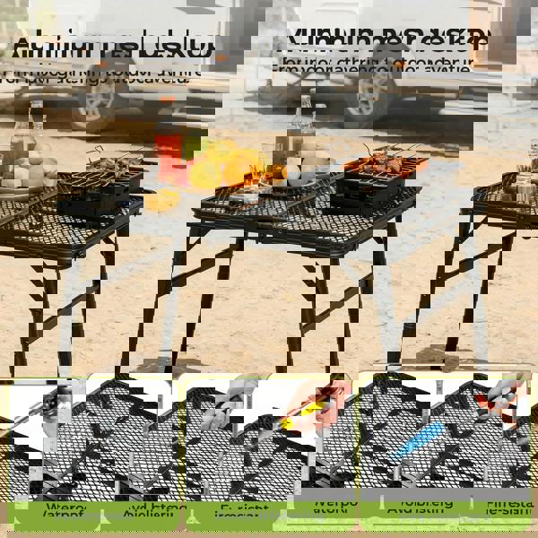 Levede Folding Camping Table Adjustable Height Aluminium Picnic Desk Black 90cm