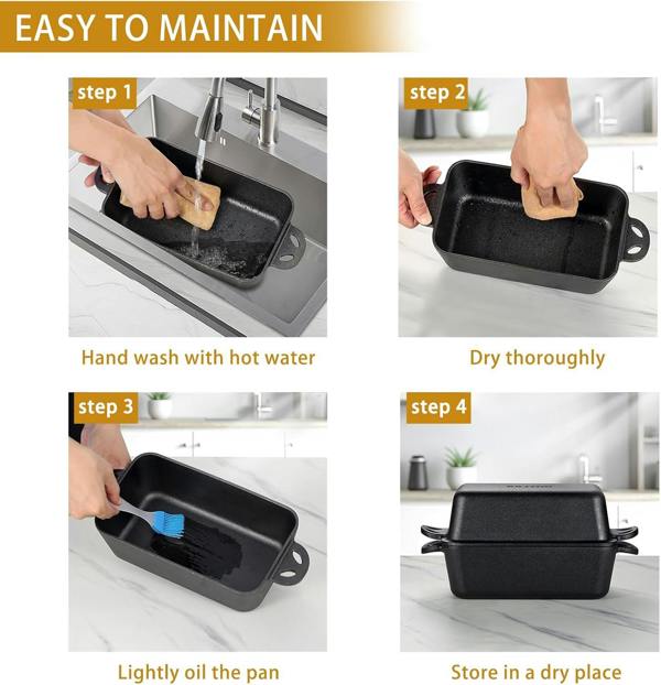 Sourdough By The Sea Cast Iron Loaf Tin – Heavy Duty Baking Pan for Bread & Cake, Oven & Grill Safe