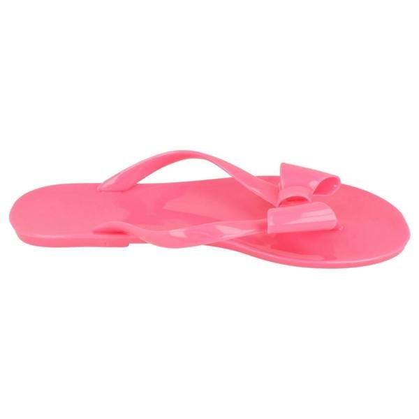 Spot On Ladies Spot On Flat Bow Trim Toepost Jelly Sandal