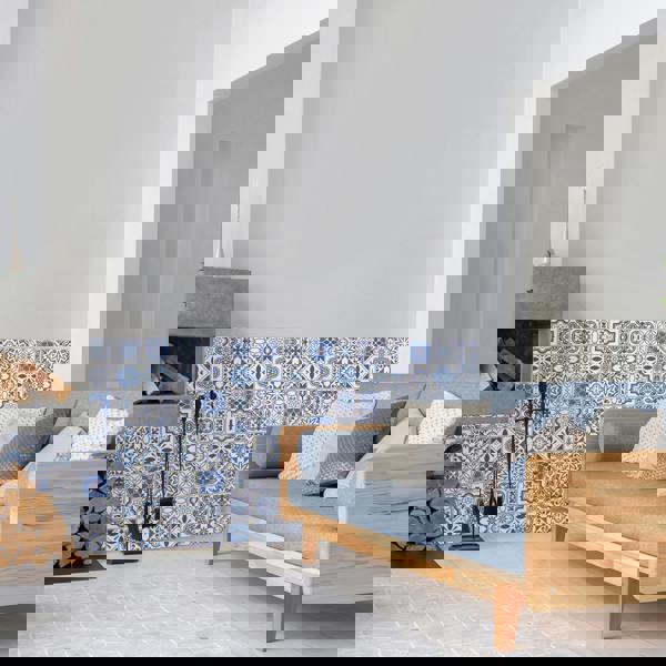 WT1501 - Spanish & Moroccan Blue Tiles Mix Wall Stickers - 15 cm  x 15 cm - 24 pcs.