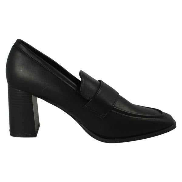 Spot On Ladies Spot On Wide Fit High Heeled Loafer Style Shoes F90132