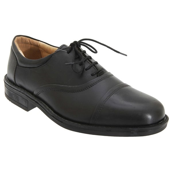 Roamers Mens Softie Leather Blind Eye Flexi Capped Oxford Shoes - Black