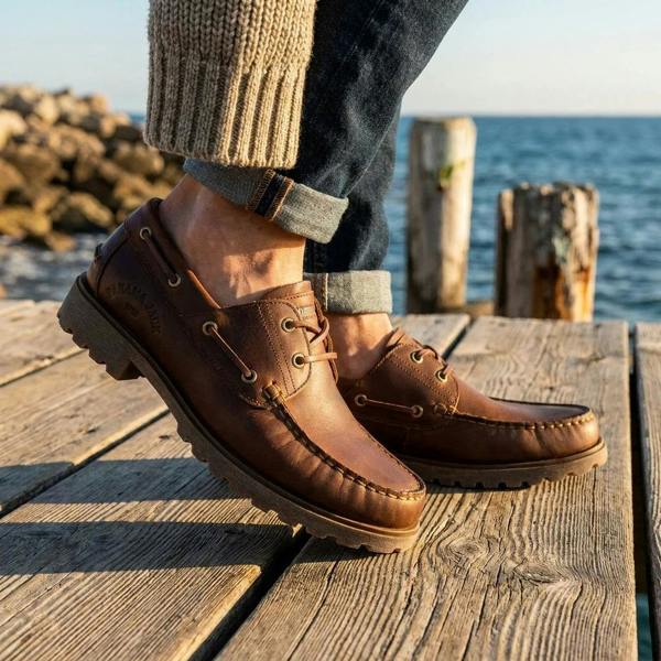 Panama Jack Boat C5 - Men's Waterproof Brown Leather Low-Cut Ankle Boots