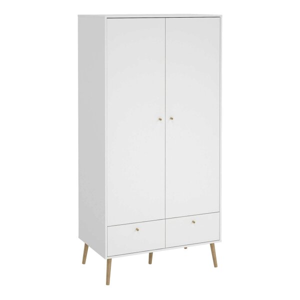 Wyld Haus Quietbloom White Wooden Wardrobe 2 Doors 2 Drawers
