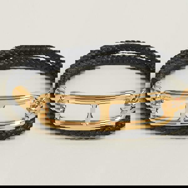 Hermes Roulis Double Tour Bracelet in black and gold