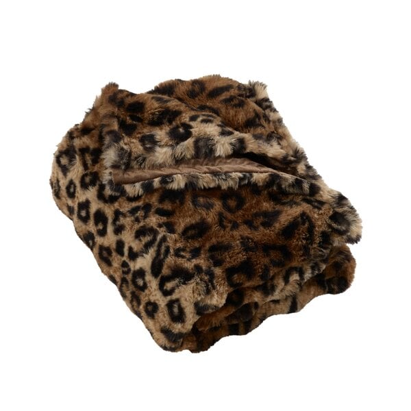 Catherine Lansfield Animal Print Faux Fur Blanket Throw Brown