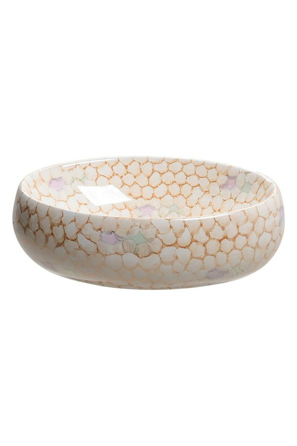 Living and Home Modern Countertop Oval Marble Bathroom Vessel Sink