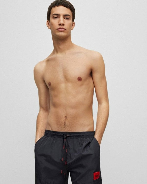 HUGO HUGO Dominica Mens Quick-Drying Swim Shorts In Recycled Material With Logo NOS