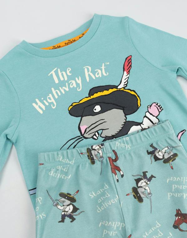 Vanilla Underground Gruffalo & Friends The Highway Rat Unisex Kids Blue Character Long Sleeve Long Leg Pyjama Set