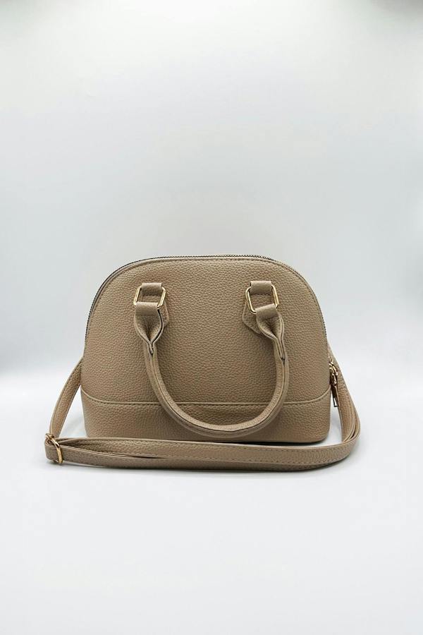 Faux Leather Mini Crossbody Bag In Beige - svnx