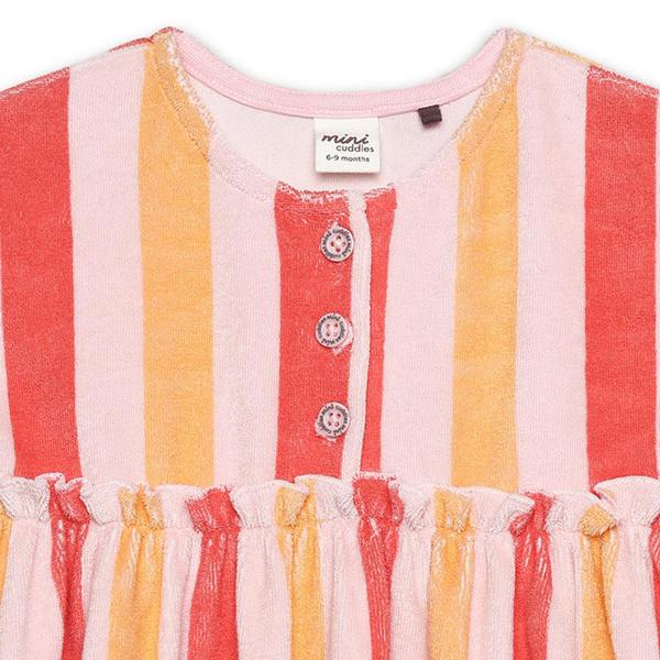 Mini Cuddles Baby Girls Striped Dress, Multicolour