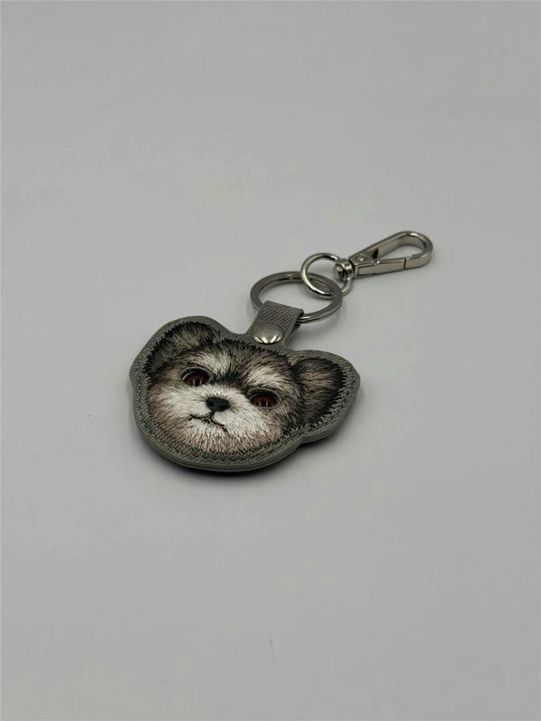 Nimmy Friends Nimmy Big Eye Cute Pet Yorkie Dog Face Airtag Keychain Grey - N-XDY-YSK-027